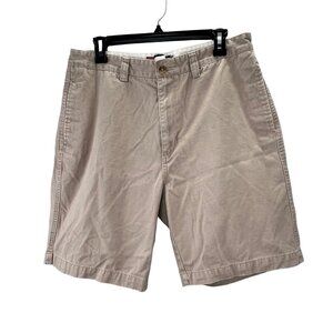 Chaps Khaki Shorts size 34 Men Tan Cotton Flat Front Pockets